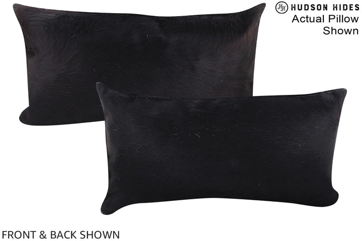 Solid Black 12"x22" Brazilian Cowhide Pillow #A15717 by Hudson Hides