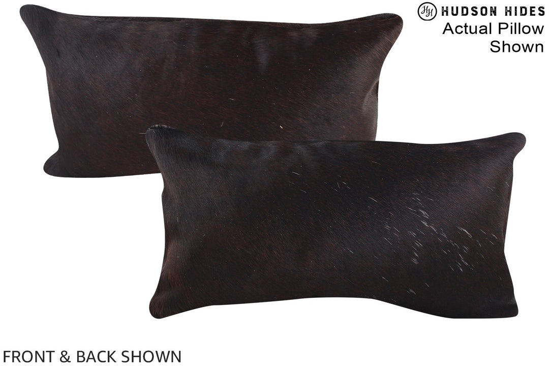 Solid Black 12"x22" Brazilian Cowhide Pillow #A15787 by Hudson Hides