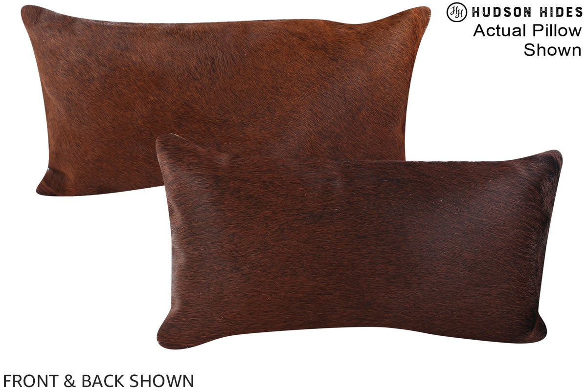 Solid Brown Cowhide Pillow #A15808