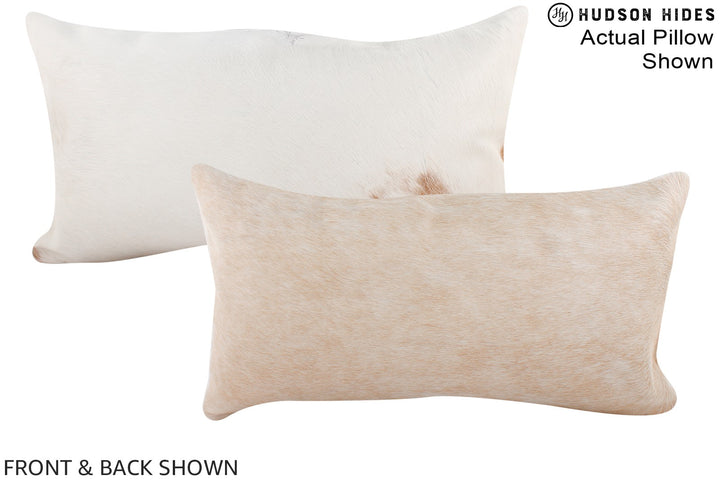 Beige and White 12"x22" Brazilian Cowhide Pillow #A15819 by Hudson Hides