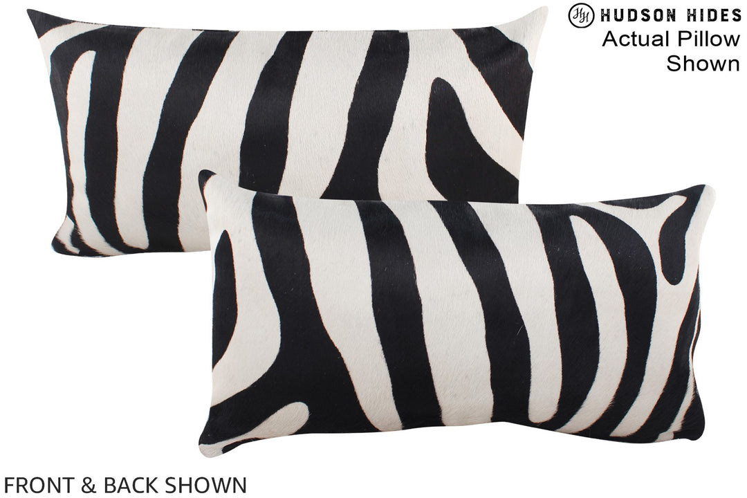 Zebra 12"x22" Brazilian Cowhide Pillow #A15834 by Hudson Hides