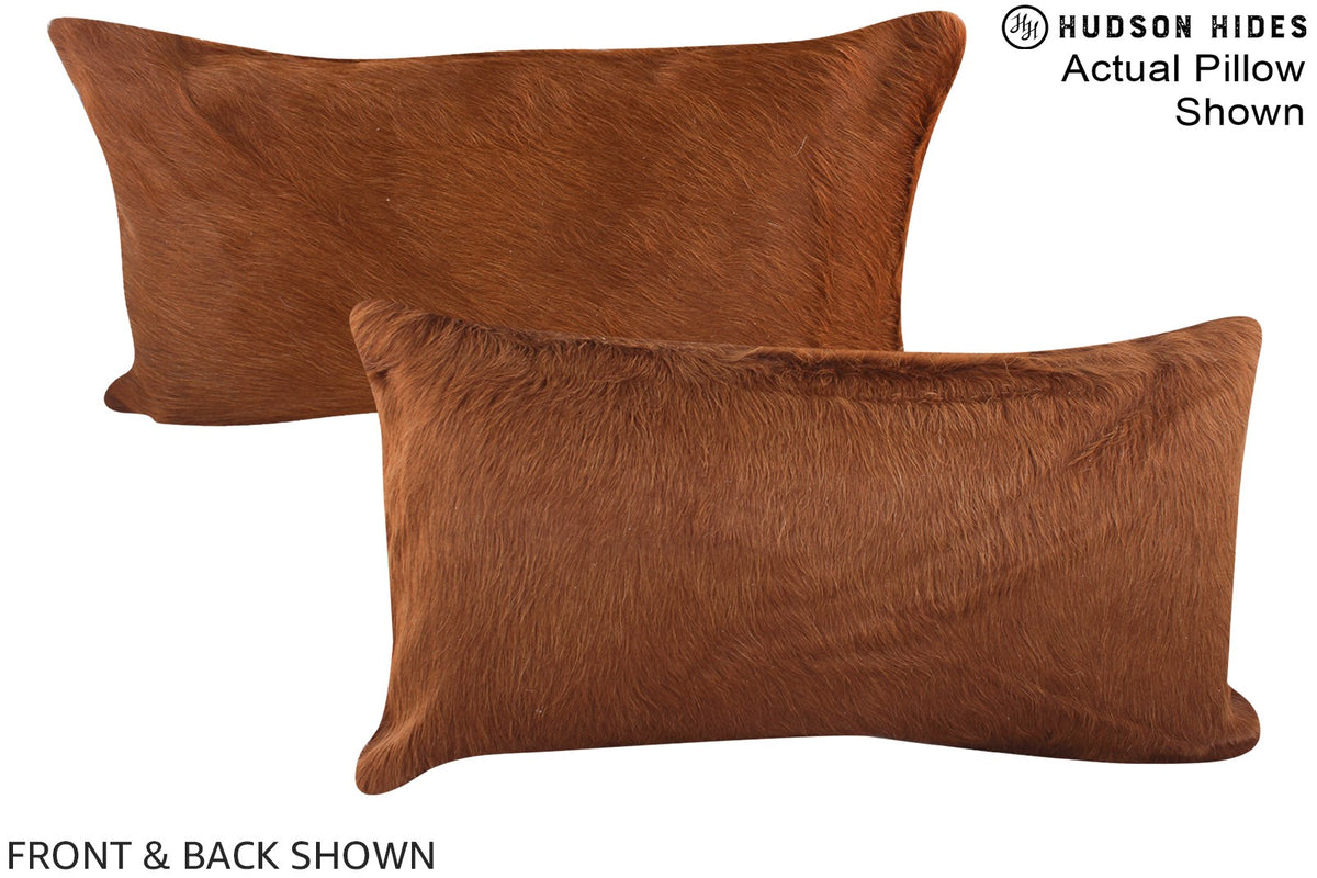 Solid Brown Cowhide Pillow #A15842