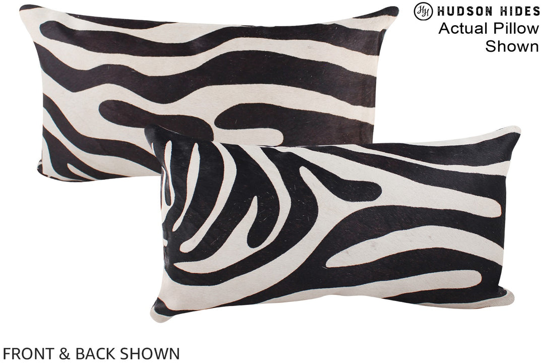 Zebra 12"x22" Brazilian Cowhide Pillow #A15849 by Hudson Hides