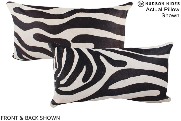Zebra 12"x22" Brazilian Cowhide Pillow #A15849 by Hudson Hides