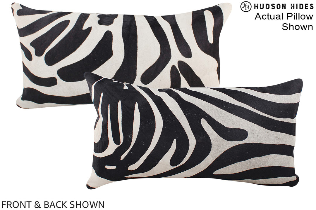 Zebra 12"x22" Brazilian Cowhide Pillow #A15862 by Hudson Hides