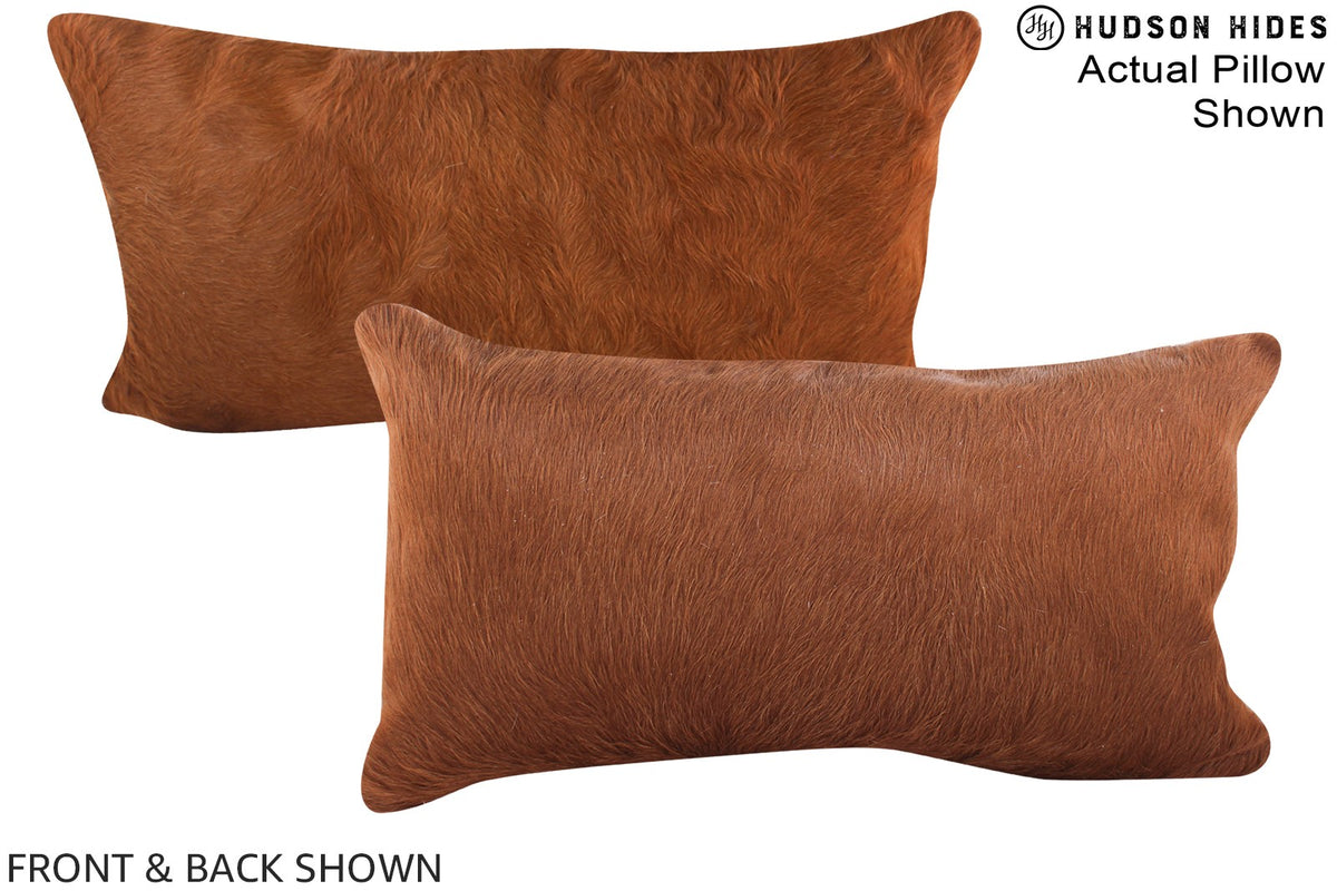 Solid Brown Cowhide Pillow #A15901