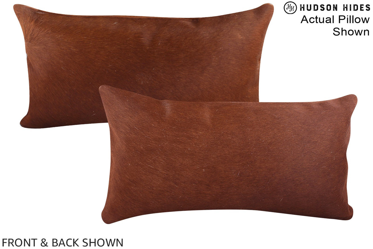 Solid Brown Cowhide Pillow #A15902