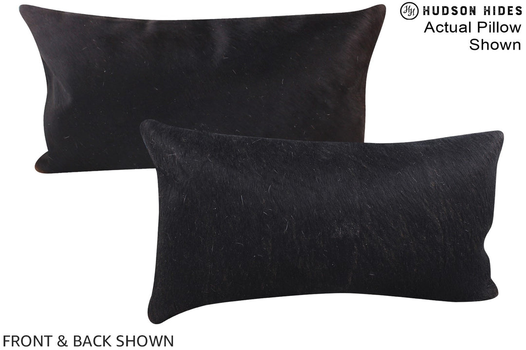 Solid Black 12"x22" Brazilian Cowhide Pillow #A15904 by Hudson Hides