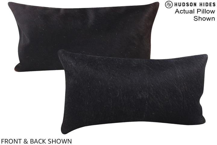 Solid Black 12"x22" Brazilian Cowhide Pillow #A15904 by Hudson Hides