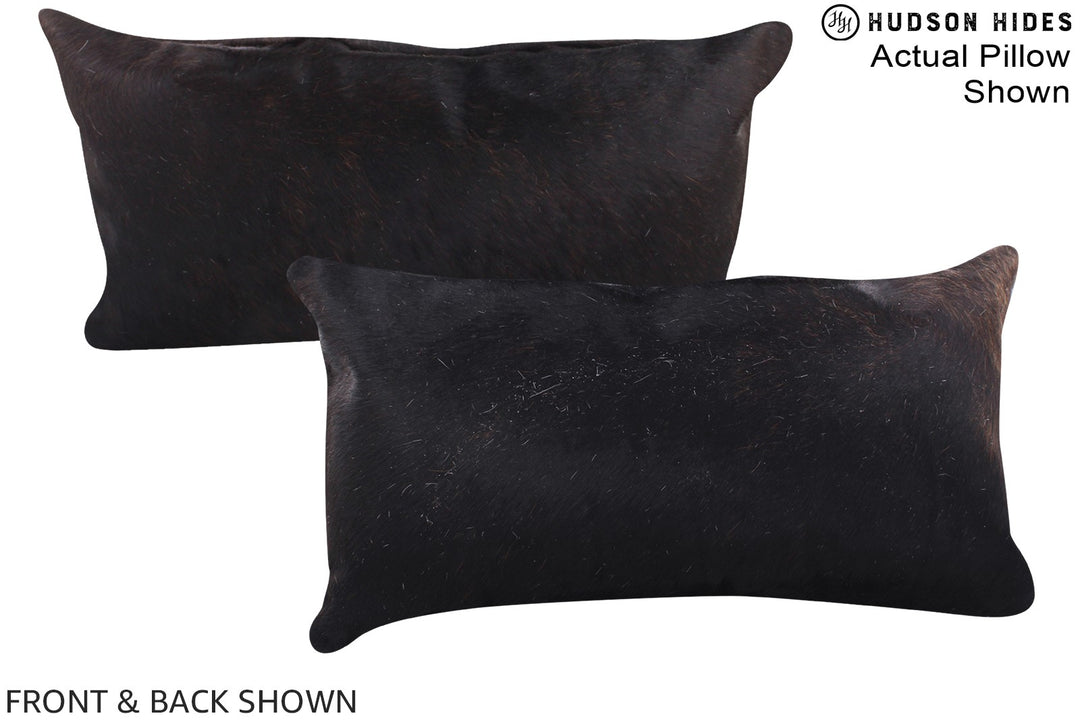 Solid Black 12"x22" Brazilian Cowhide Pillow #A15906 by Hudson Hides