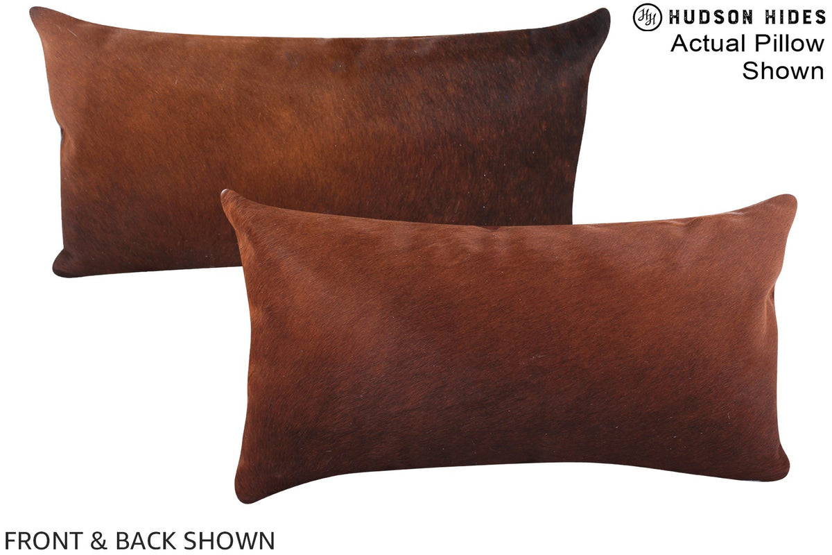 Solid Brown Cowhide Pillow #A15907