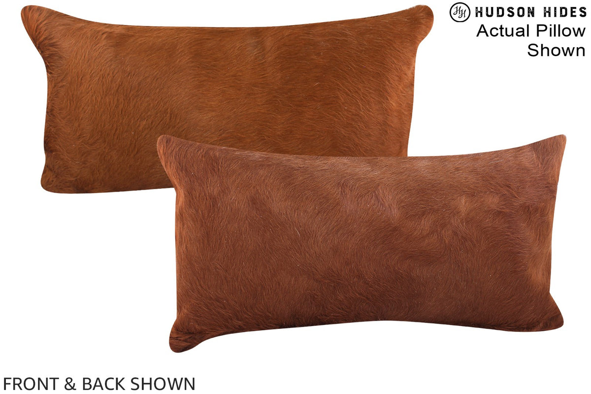 Solid Brown Cowhide Pillow #A15914