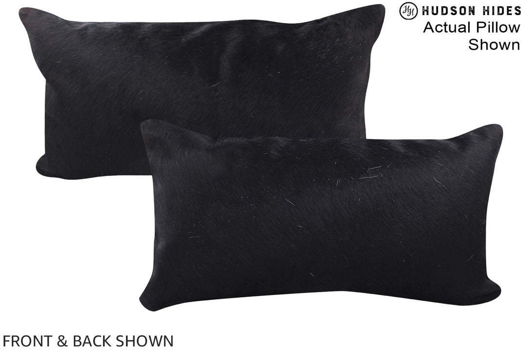 Solid Black 12"x22" Brazilian Cowhide Pillow #A15917 by Hudson Hides