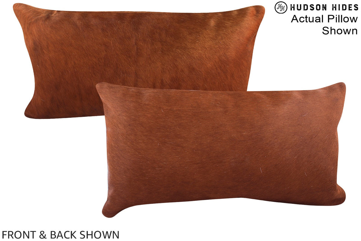 Solid Brown Cowhide Pillow #A15924