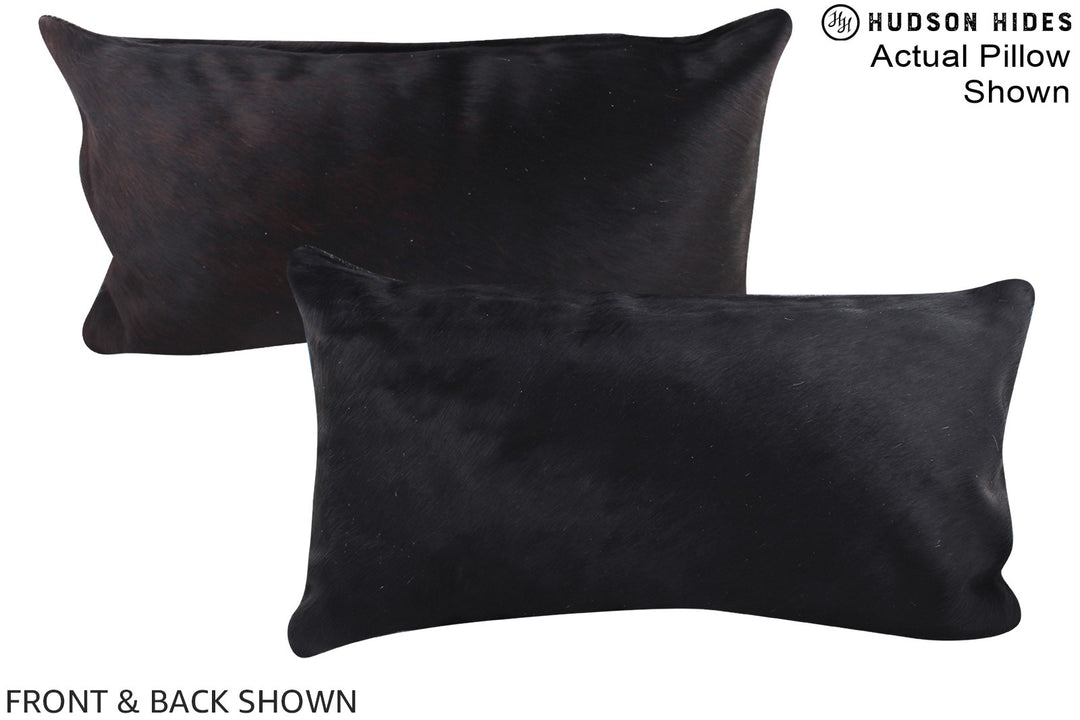 Solid Black 12"x22" Brazilian Cowhide Pillow #A15952 by Hudson Hides