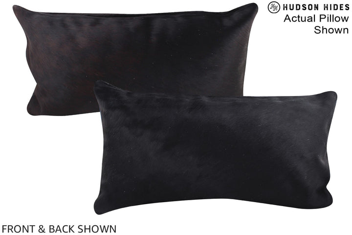 Solid Black 12"x22" Brazilian Cowhide Pillow #A15952 by Hudson Hides