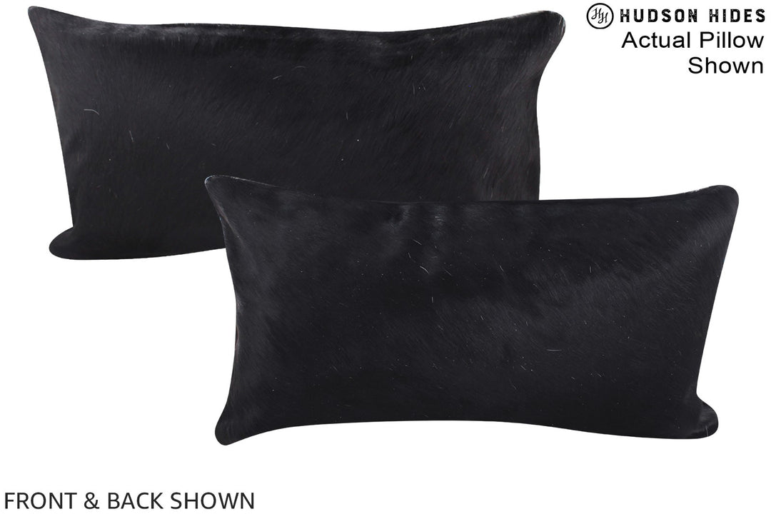 Solid Black 12"x22" Brazilian Cowhide Pillow #A15978 by Hudson Hides