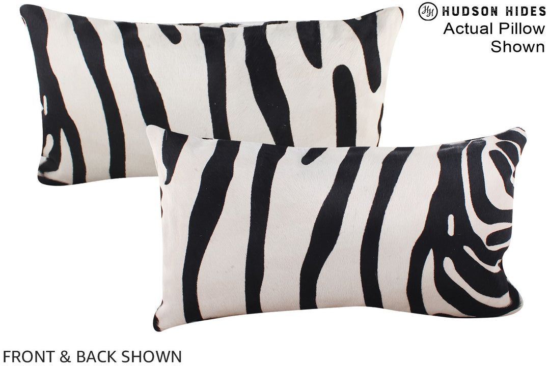 Zebra 12"x22" Brazilian Cowhide Pillow #A15988 by Hudson Hides