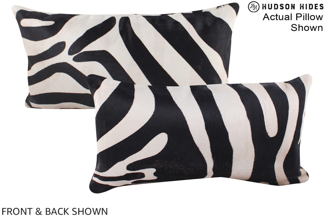 Zebra 12"x22" Brazilian Cowhide Pillow #A16164 by Hudson Hides