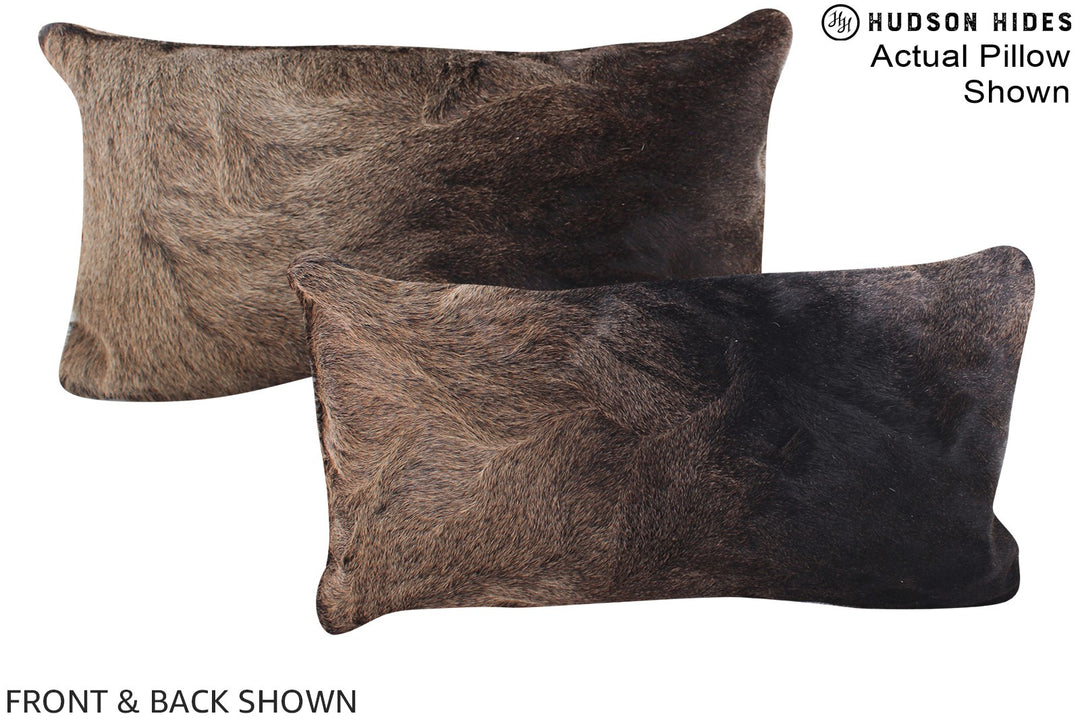 Grey with Beige 12"x22" Brazilian Cowhide Pillow #A16166 by Hudson Hid