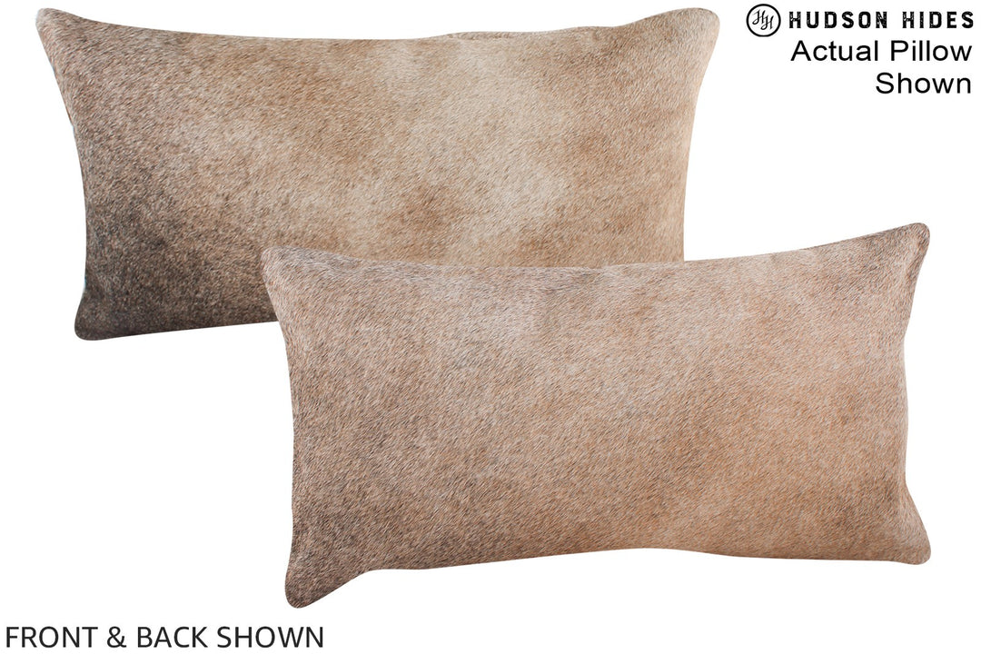 Grey with Beige 12"x22" Brazilian Cowhide Pillow #A16169 by Hudson Hid