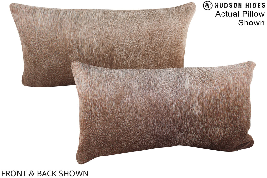 Grey with Beige 12"x22" Brazilian Cowhide Pillow #A16175 by Hudson Hid