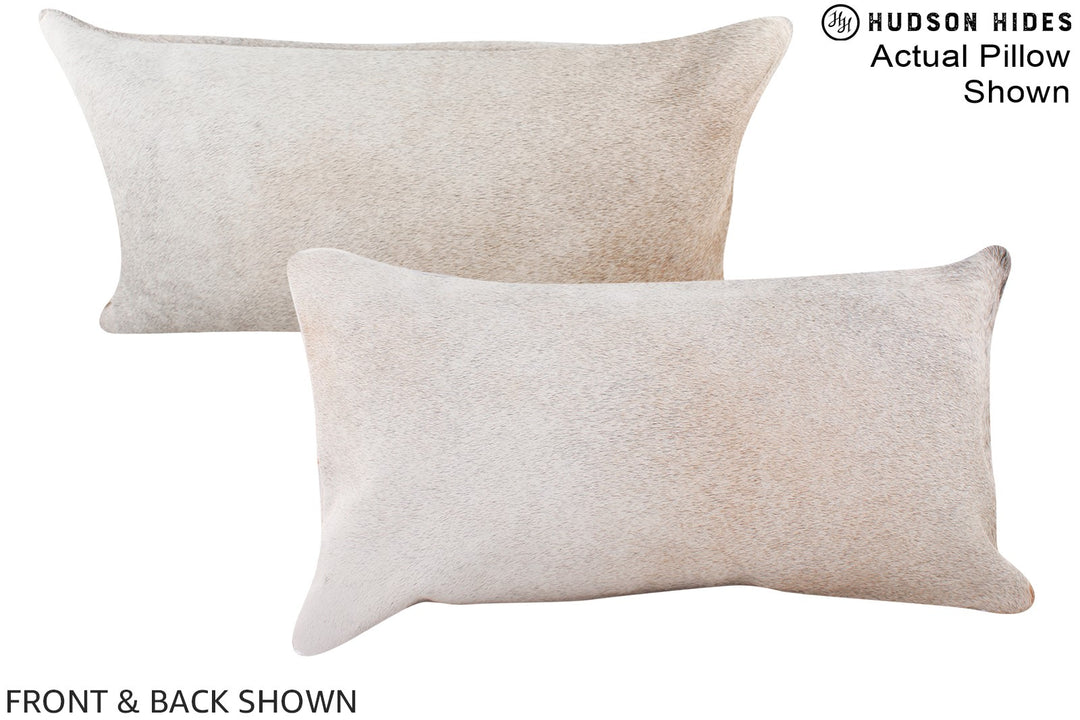 Grey with Beige 12"x22" Brazilian Cowhide Pillow #A16216 by Hudson Hid
