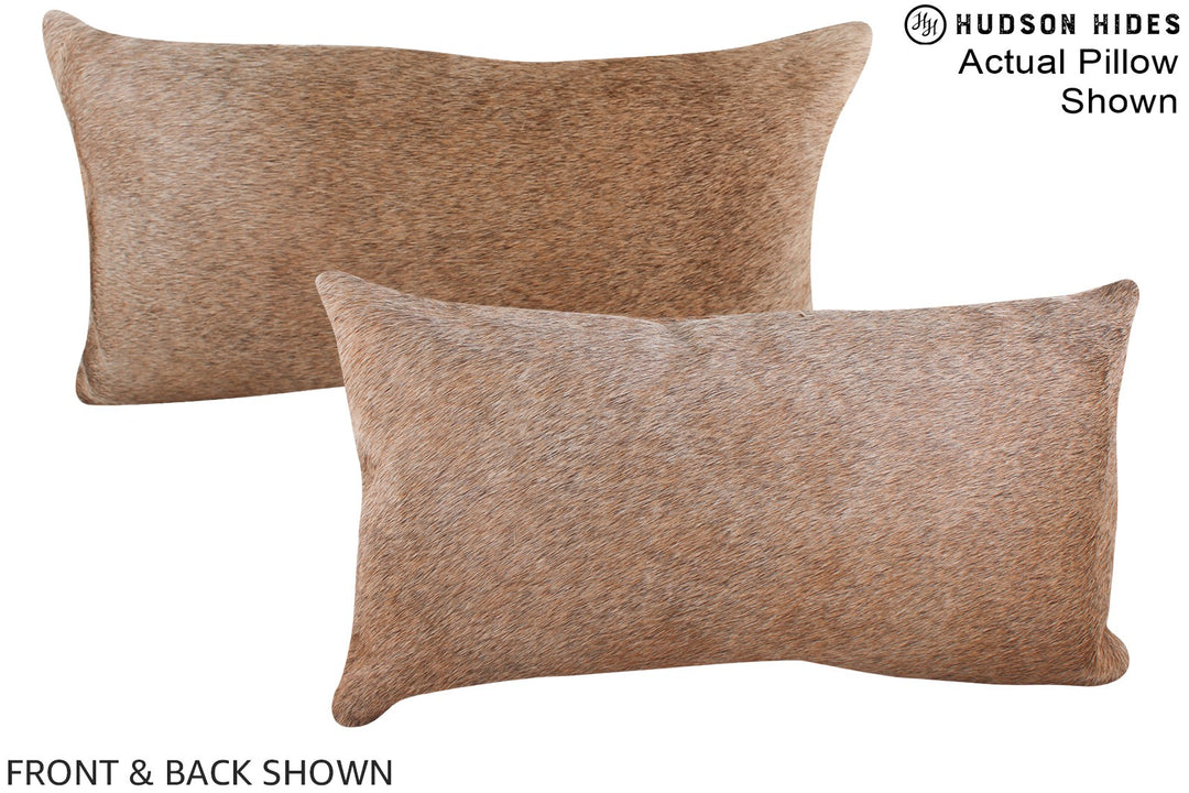 Grey with Beige 12"x22" Brazilian Cowhide Pillow #A16224 by Hudson Hid