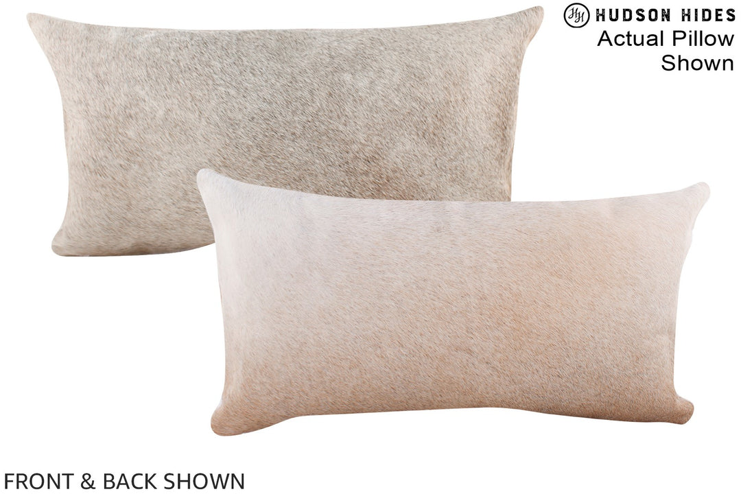 Grey with Beige 12"x22" Brazilian Cowhide Pillow #A16258 by Hudson Hid