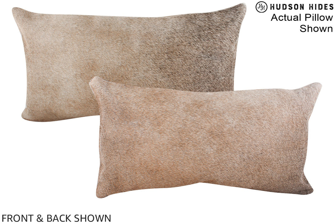 Grey with Beige 12"x22" Brazilian Cowhide Pillow #A16259 by Hudson Hid