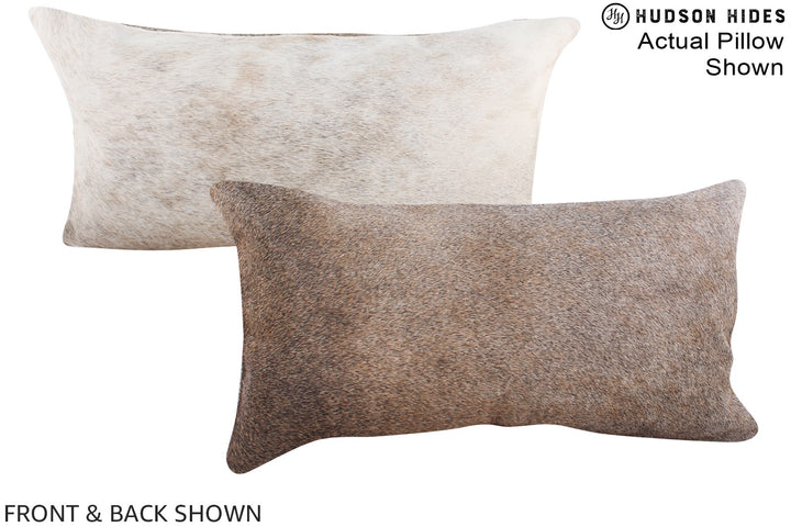Grey with Beige 12"x22" Brazilian Cowhide Pillow #A16269 by Hudson Hides