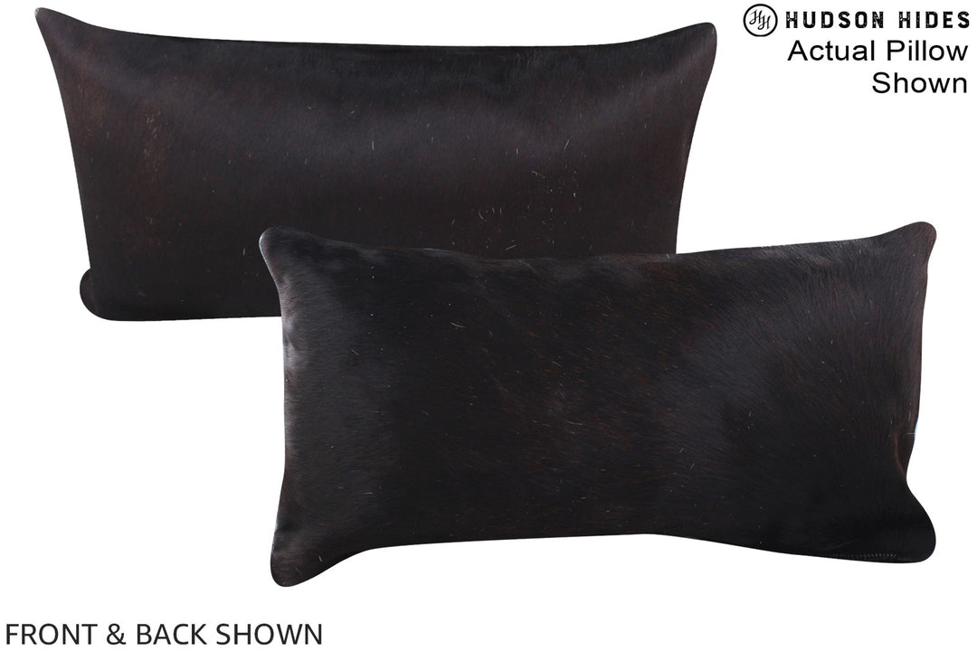 Solid Black 12"x22" Brazilian Cowhide Pillow #A16337 by Hudson Hides