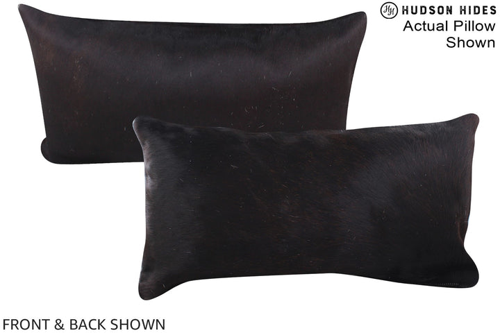Solid Black 12"x22" Brazilian Cowhide Pillow #A16337 by Hudson Hides