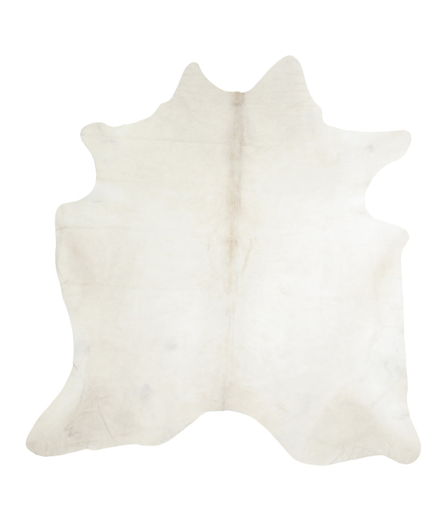 Ivory with Beige X-Large Brazilian Cowhide Rug 7'1"H x 6'9"W #A16802 by Hudson Hides
