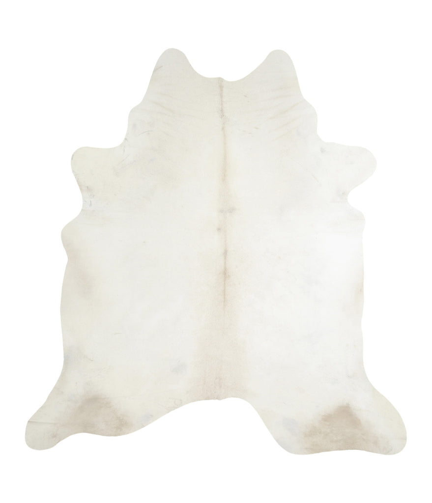 Ivory with Beige X-Large Brazilian Cowhide Rug 7'2"H x 6'7"W #A17727 by Hudson Hides