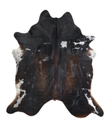 Chocolate and White XX-Large Brazilian Cowhide Rug 7'6"H x 6'8"W #A17988 by Hudson Hides