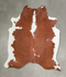 Brown and White Large Brazilian Cowhide Rug 6'7