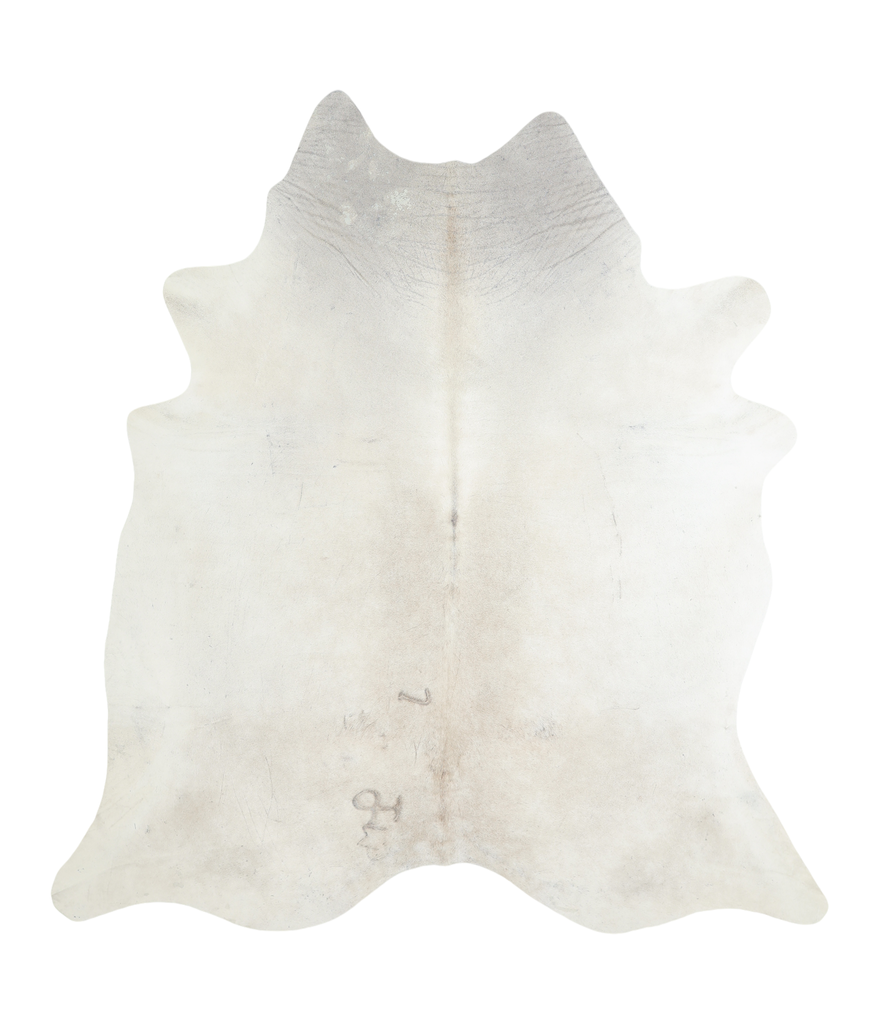 Ivory with Beige XX-Large Brazilian Cowhide Rug 7'6"H x 6'10"W #A18930 by Hudson Hides