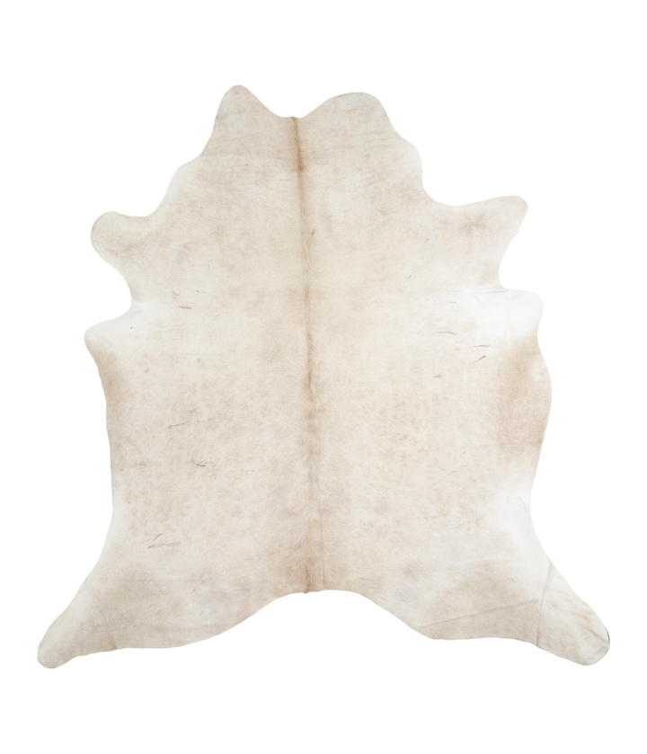 Ivory with Beige XX-Large Brazilian Cowhide Rug 7'5"H x 7'2"W #A18983 by Hudson Hides
