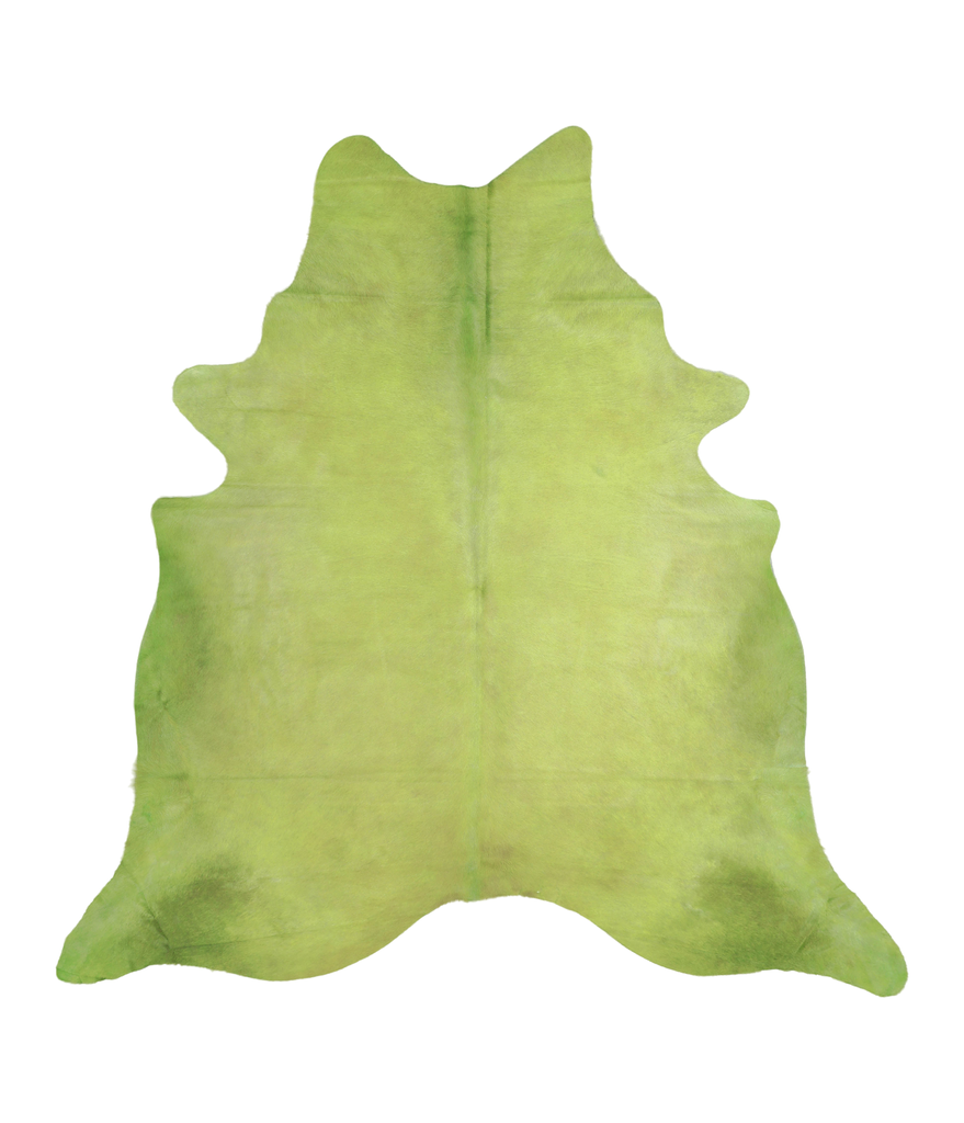 Dyed Lime Green X-Large Brazilian Cowhide Rug 7'2"H x 6'11"W #A20167 by Hudson Hides
