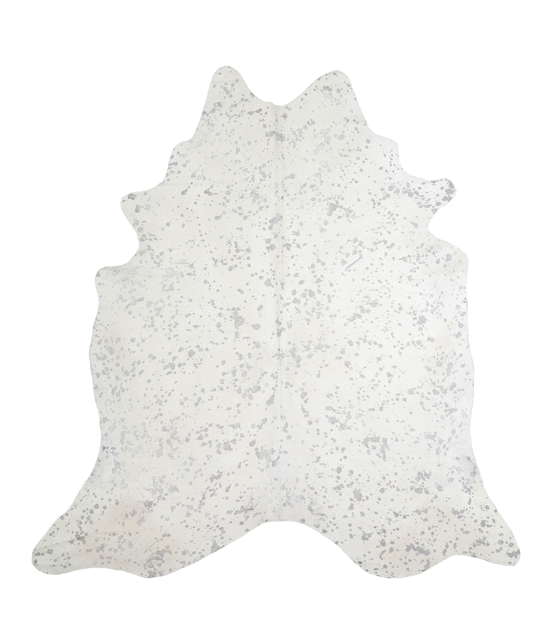 Metallic Silver White Cowhide Rug #A20185