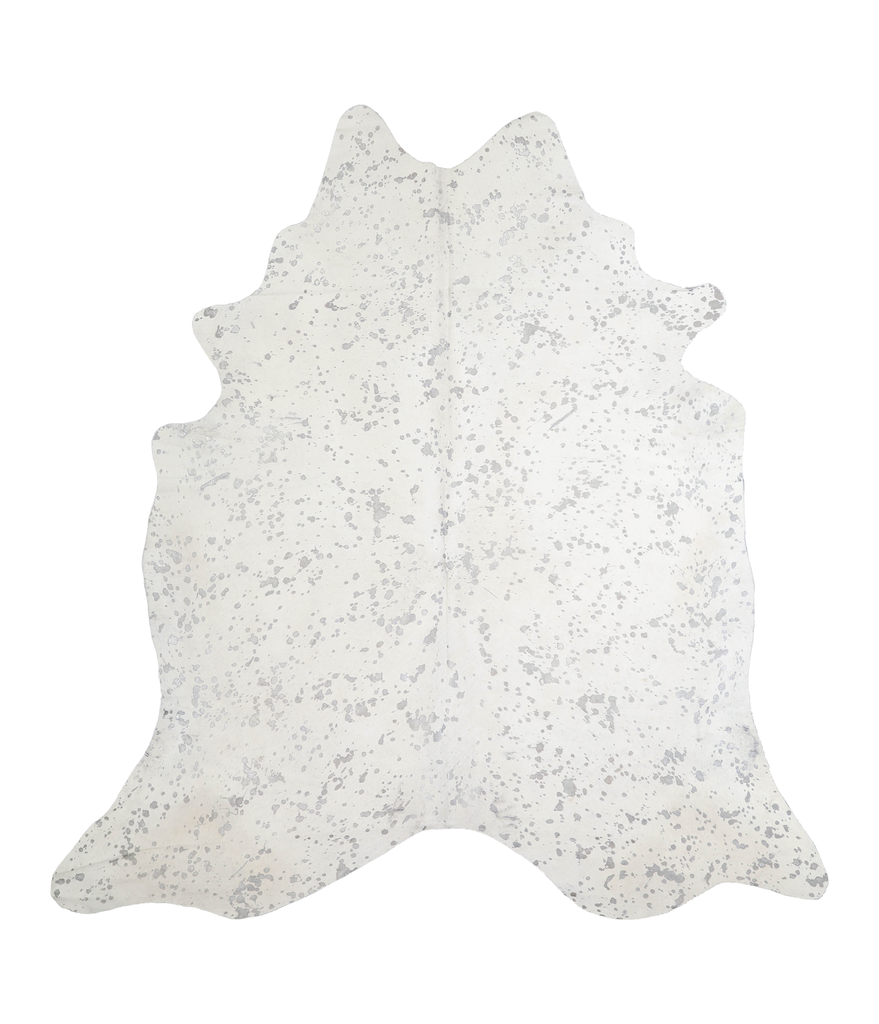 Metallic Silver White XX-Large Brazilian Cowhide Rug 7'3"H x 6'10"W #A20185 by Hudson Hides