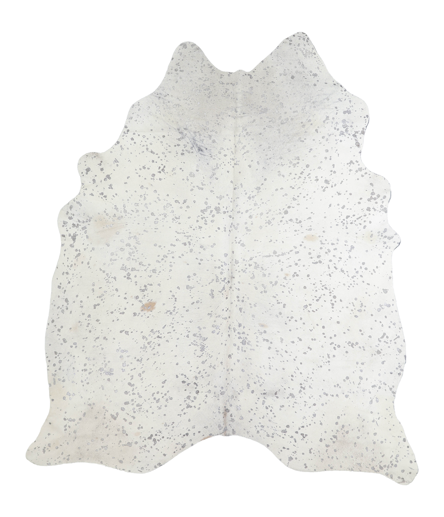 Metallic Silver White X-Large Brazilian Cowhide Rug 7'5"H x 6'4"W #A20186 by Hudson Hides