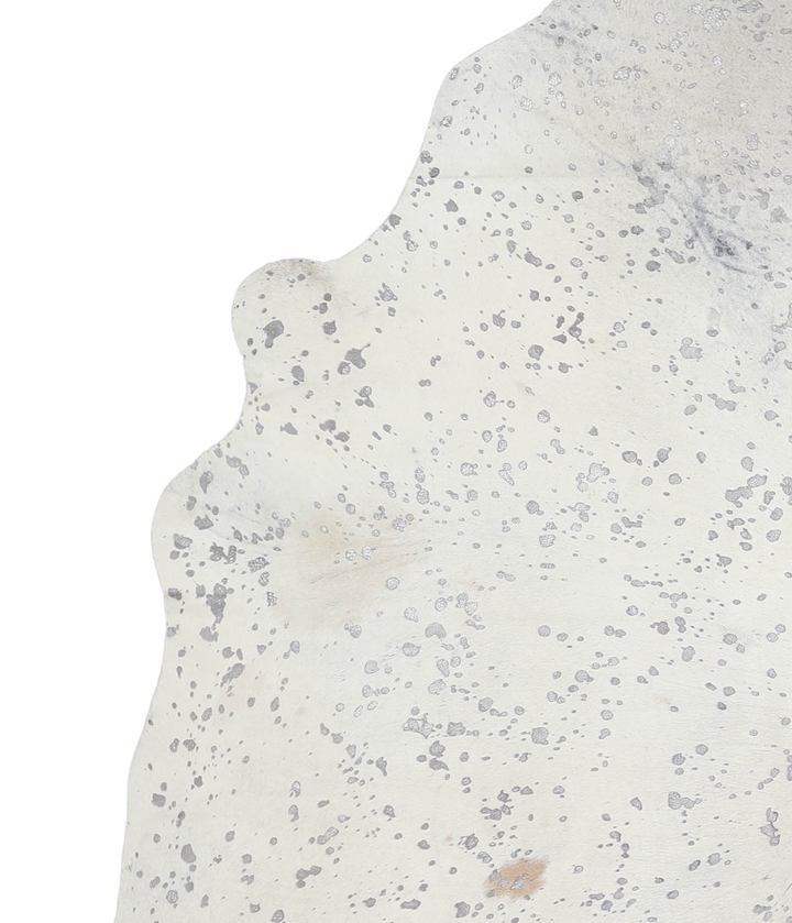 Metallic Silver White X-Large Brazilian Cowhide Rug 7'5"H x 6'4"W #A20186 by Hudson Hides