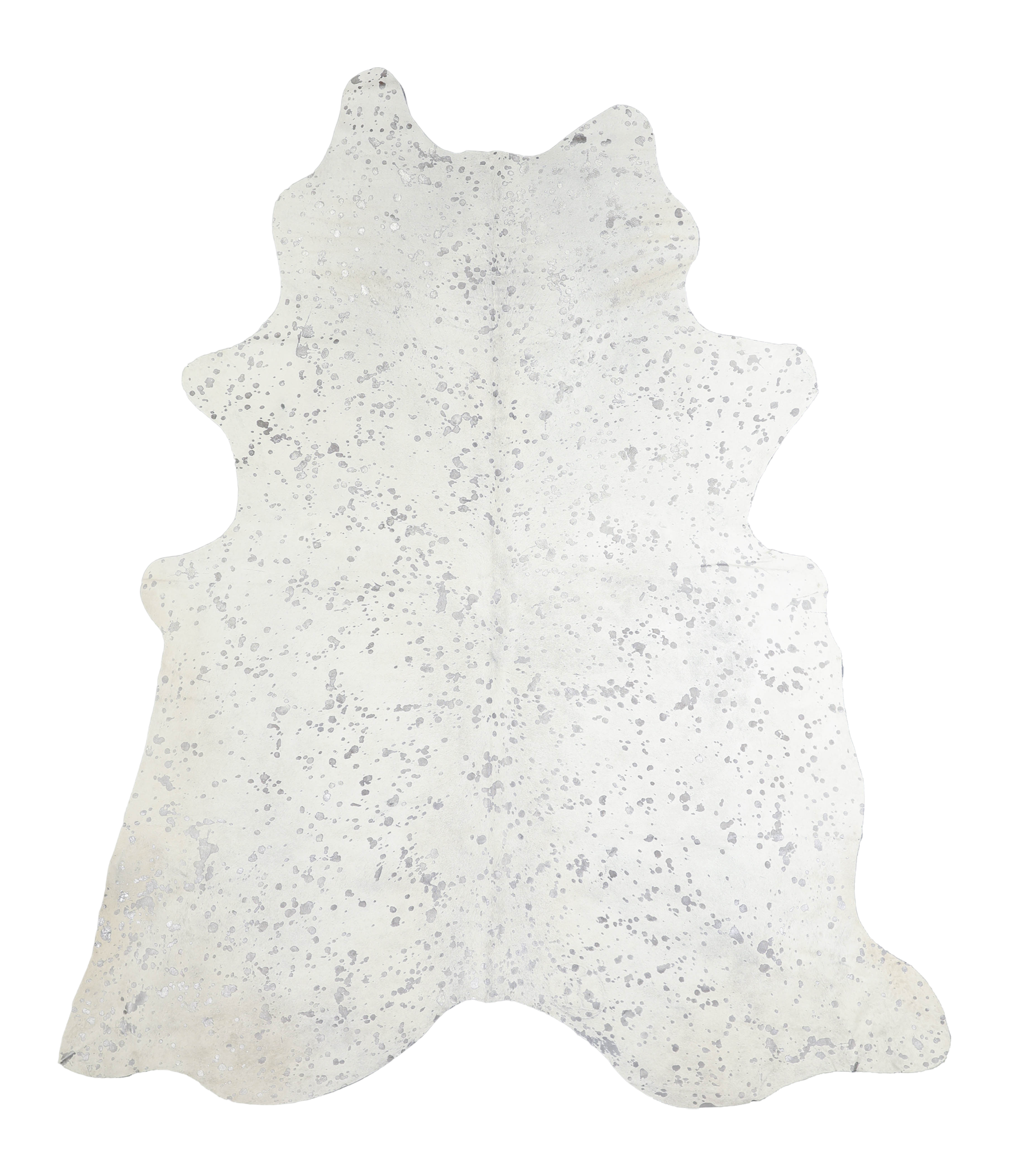 Metallic Silver White Cowhide Rug #A20187