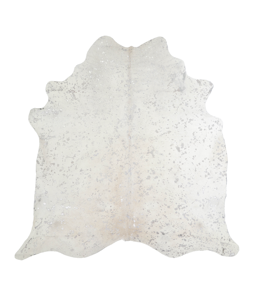 Metallic Silver White XX-Large Brazilian Cowhide Rug 7'2"H x 7'1"W #A20188 by Hudson Hides