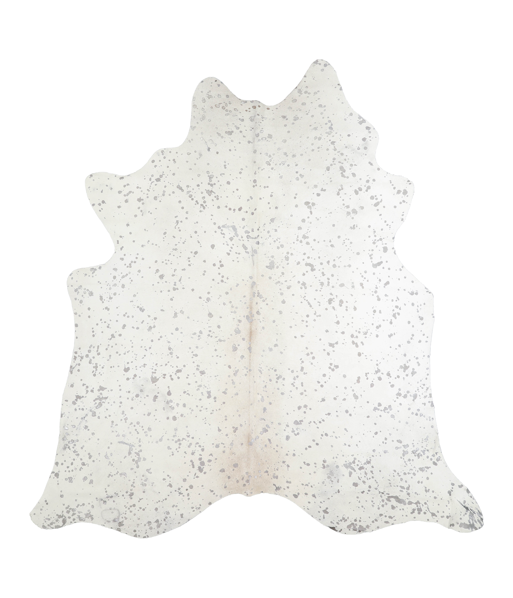 Metallic Silver White Cowhide Rug #A20189