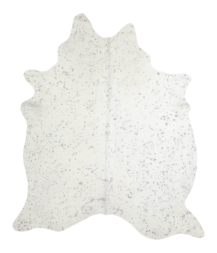 Metallic Silver White X-Large Brazilian Cowhide Rug 7'6"H x 6'4"W #A20218 by Hudson Hides