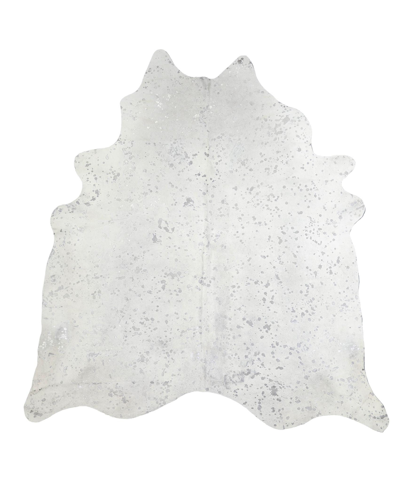 Metallic Silver White Cowhide Rug #A20219