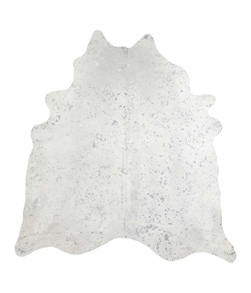 Metallic Silver White XX-Large Brazilian Cowhide Rug 7'6"H x 7'1"W #A20219 by Hudson Hides